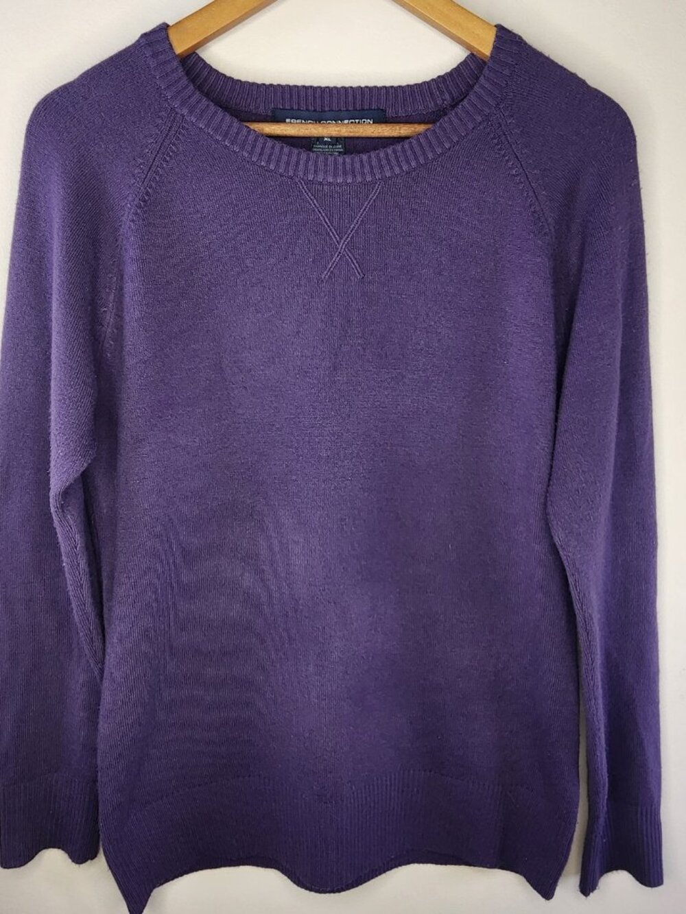 French Connection Crew Neck Knit Sweater — Purple, Size XL